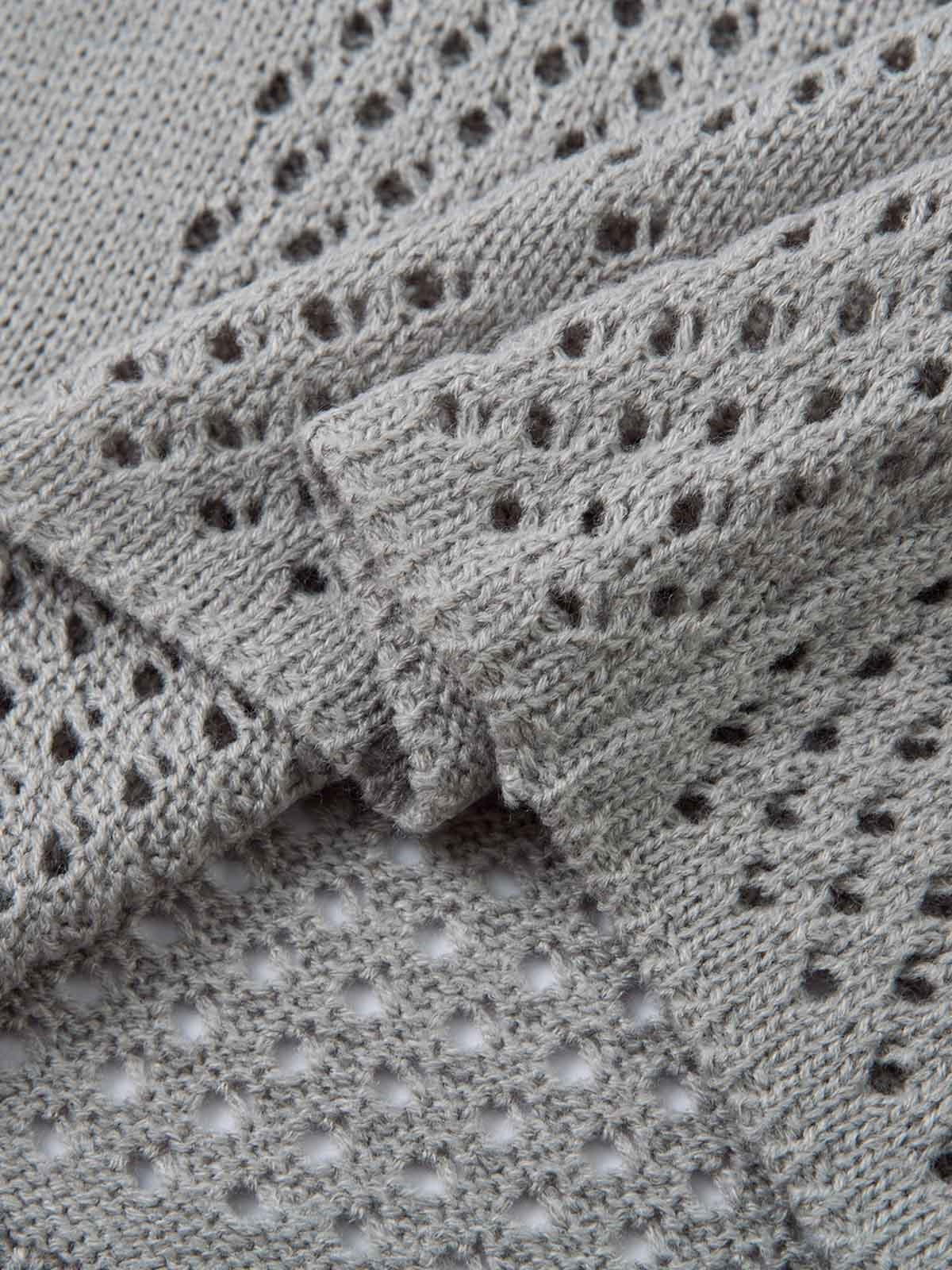 Openwork Knit Short-Sleeve Sweater