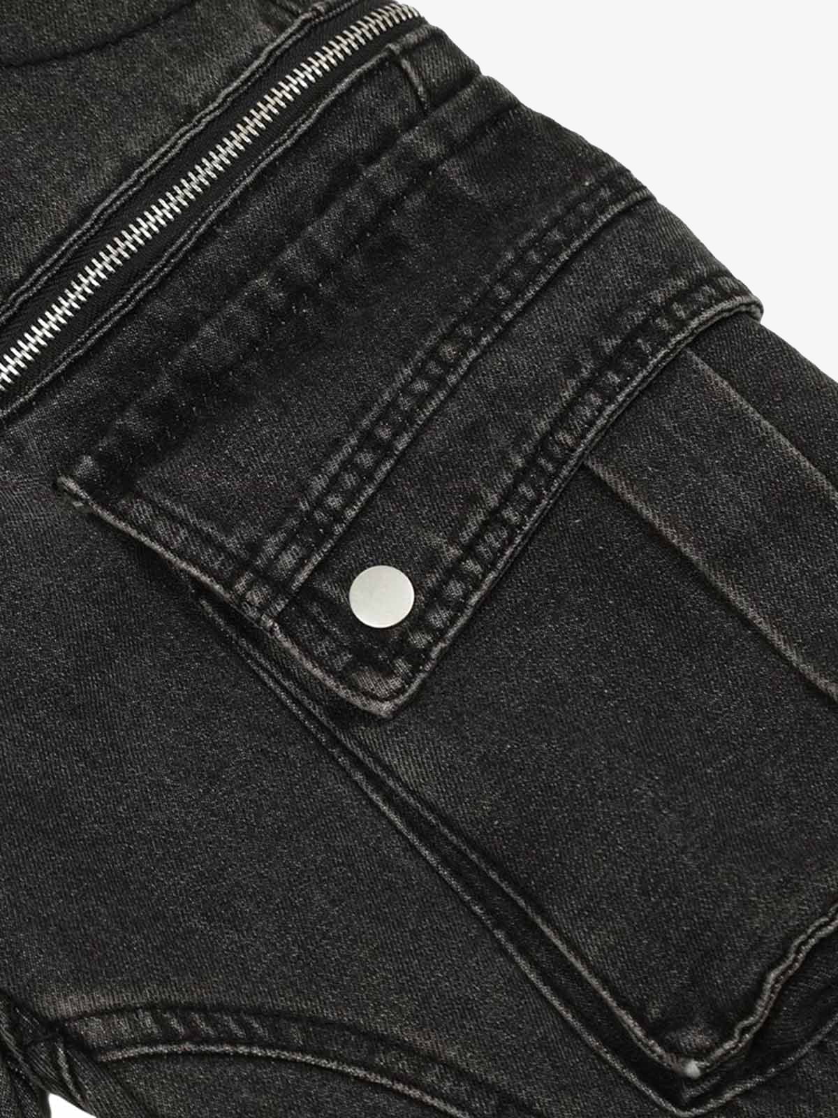 Washed Multi-Pocket Bootcut Jeans