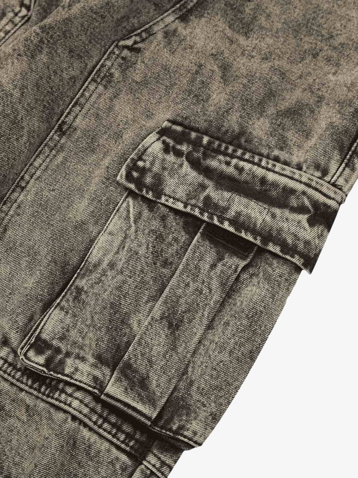 Thesupermade American Street Style Washed Distressed Work Jeans - 2354