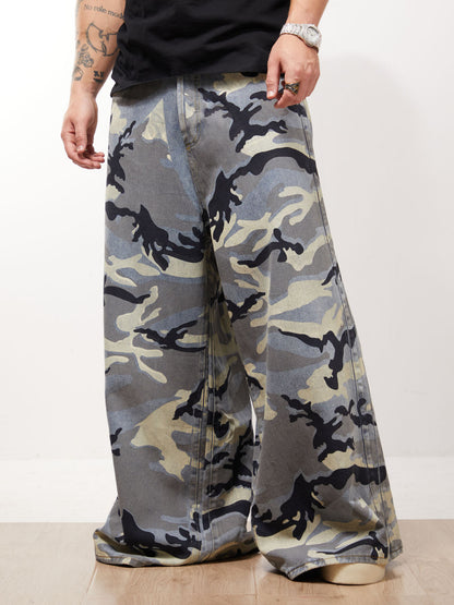 Street Retro Camouflage Baggy Jeans - 2395
