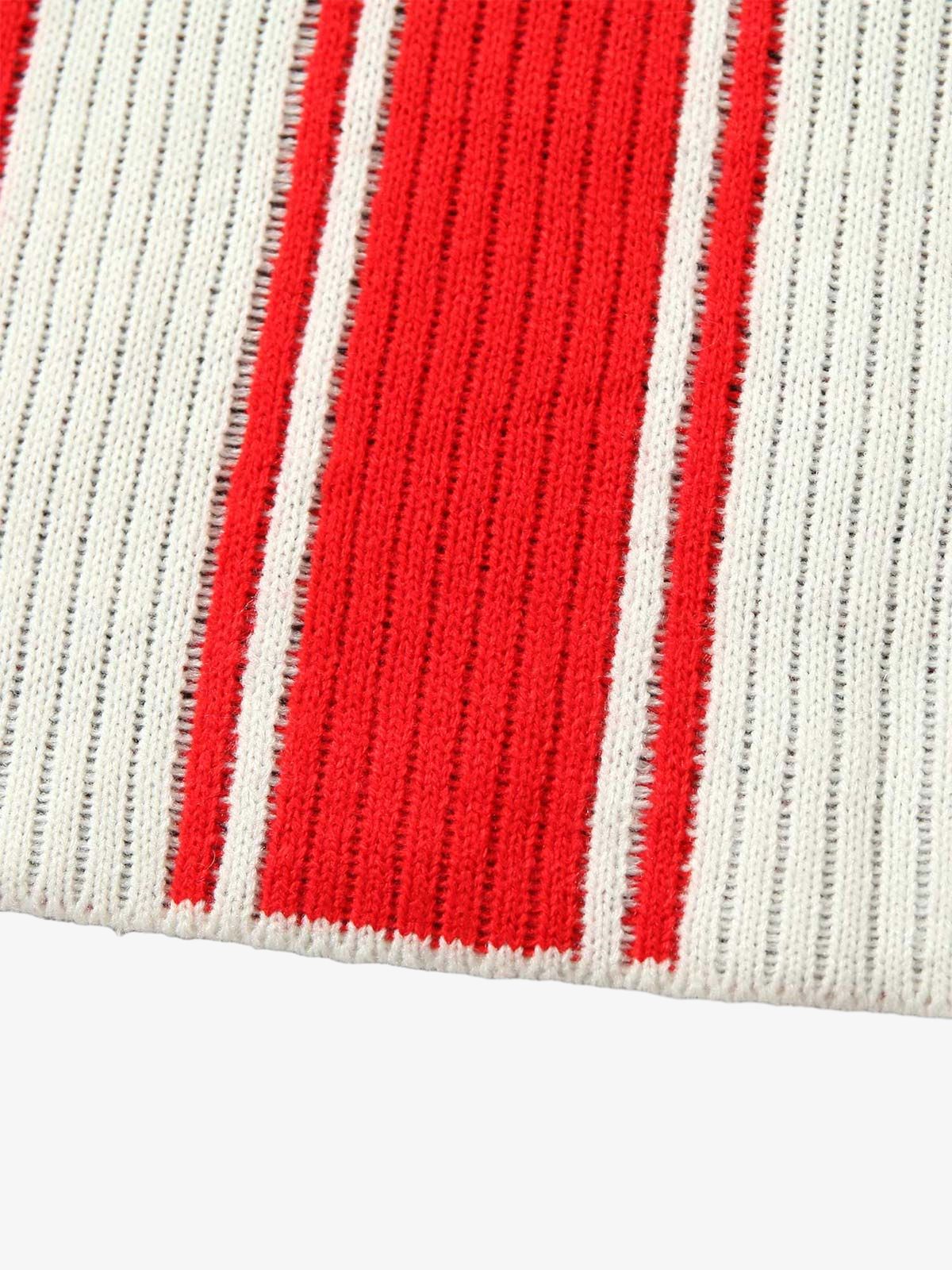 Thesupermade Vintage Striped Baseball Short-sleeved Knit Sweater - 2249