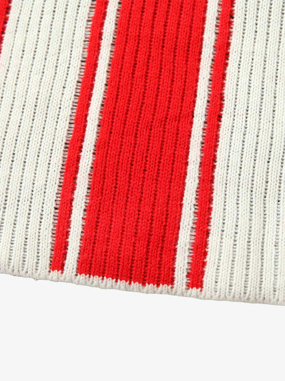 Thesupermade Vintage Striped Baseball Short-sleeved Knit Sweater - 2249