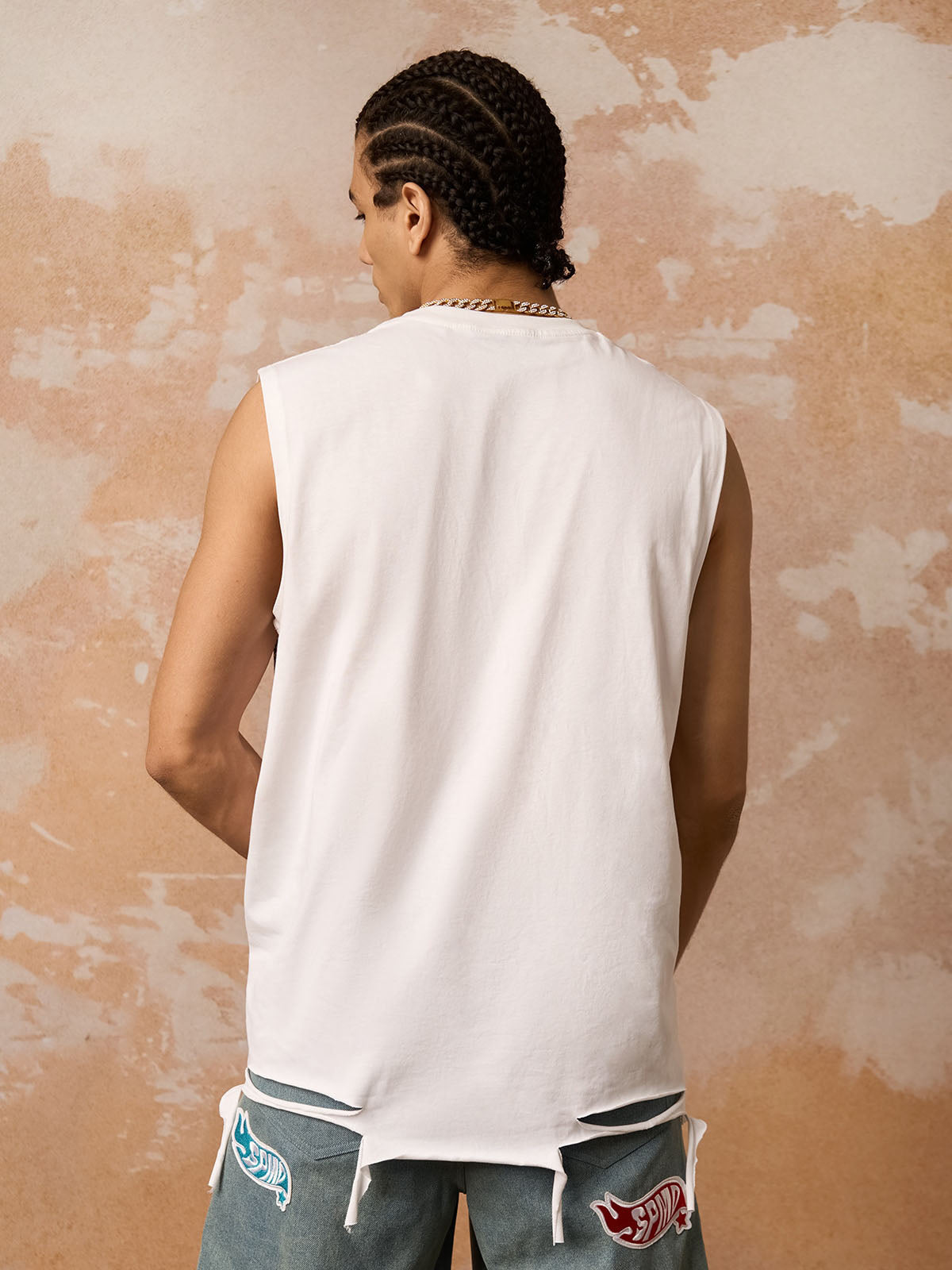 Retro Tattered Print Vest