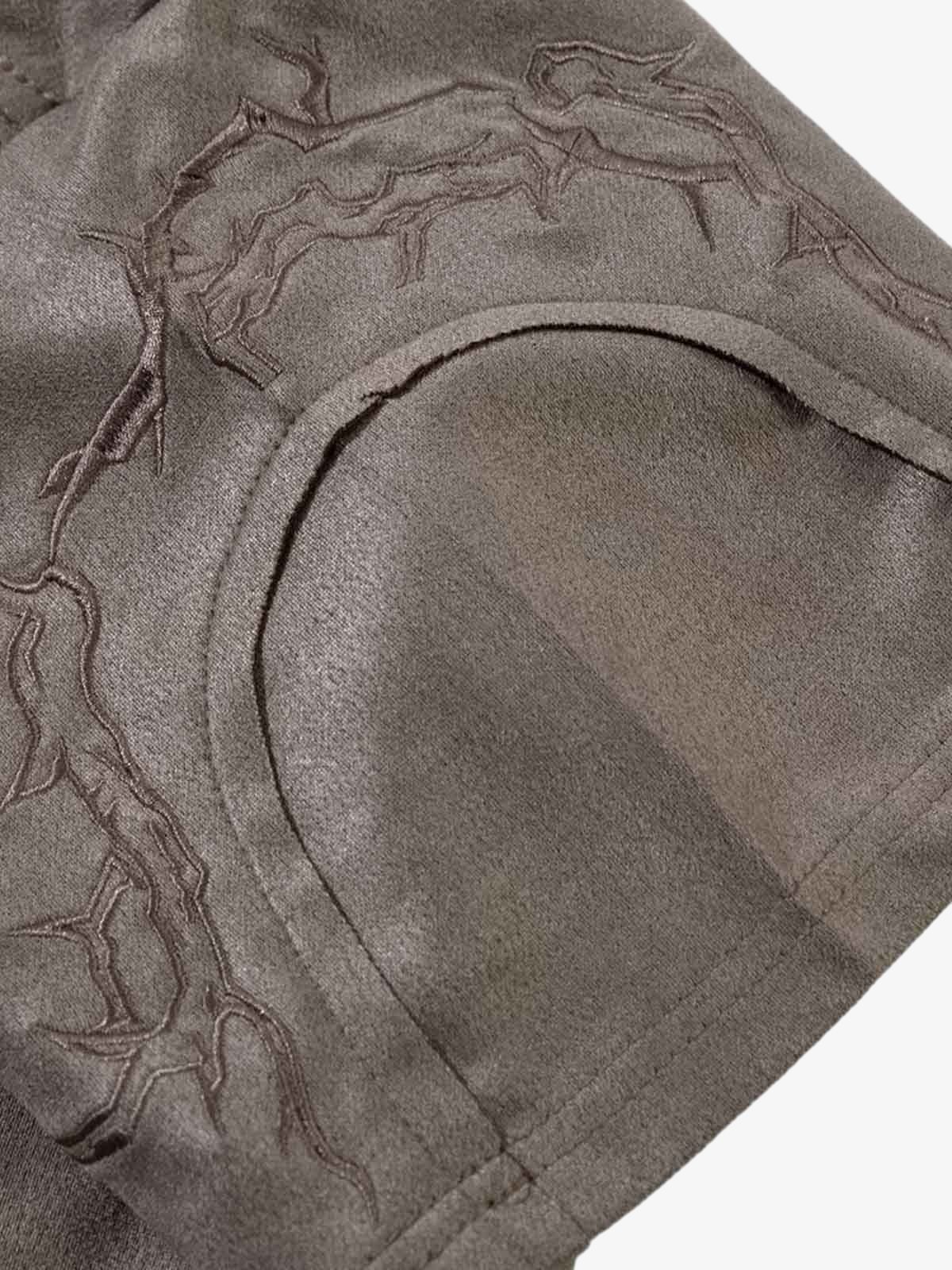 Thorn Embroidery Suede T-Shirt