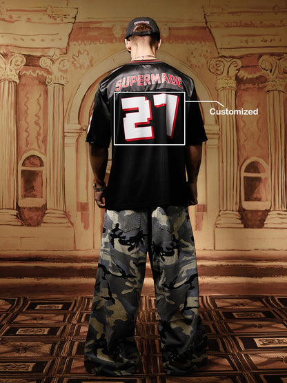 Original Flame Print Football Jersey T-Shirt