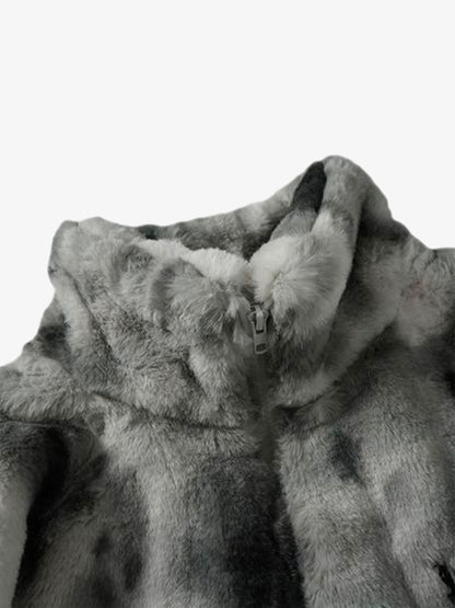 Heavy-Duty Faux Lambswool Tie-Dye Urban Jacket - 1558