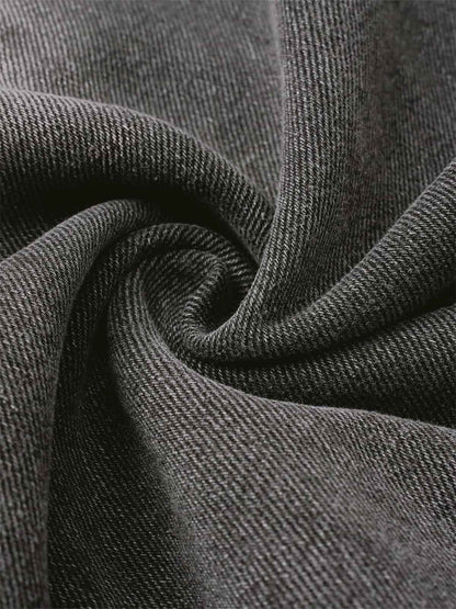 Washed Distressed Raw Edge Barrel Jeans - 2402