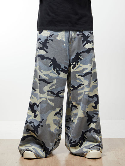 Street Retro Camouflage Baggy Jeans - 2395