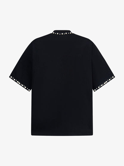 Elegant Pearl-Embellished Oversized T-Shirt