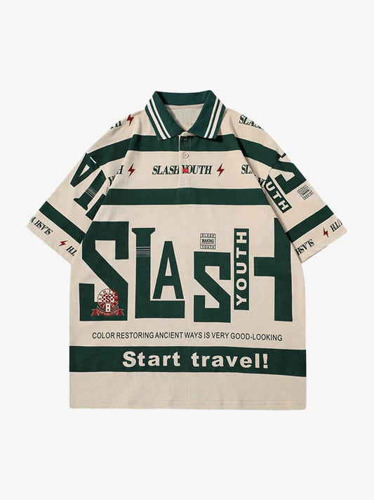 Thesupermade Contrast Color Slash Polo Shirt -1208