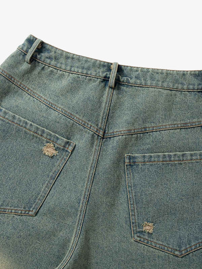 Gradient Washed Raw Edge Jorts
