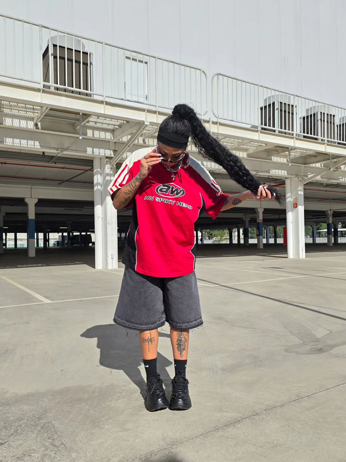 Color-Blocked Strip Racing T-shirt - 2076