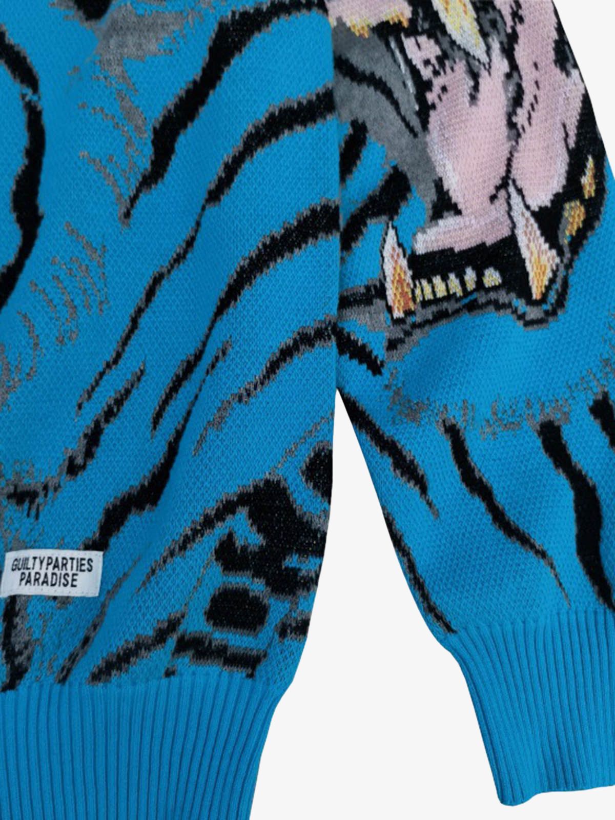 Tiger Crew Neck Knitted Sweater