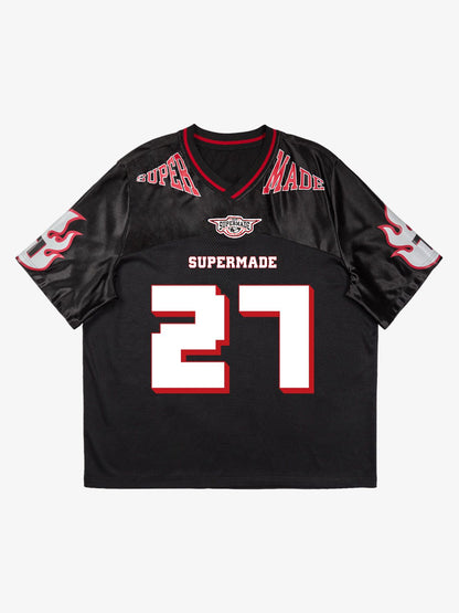 Original Flame Print Football Jersey T-Shirt