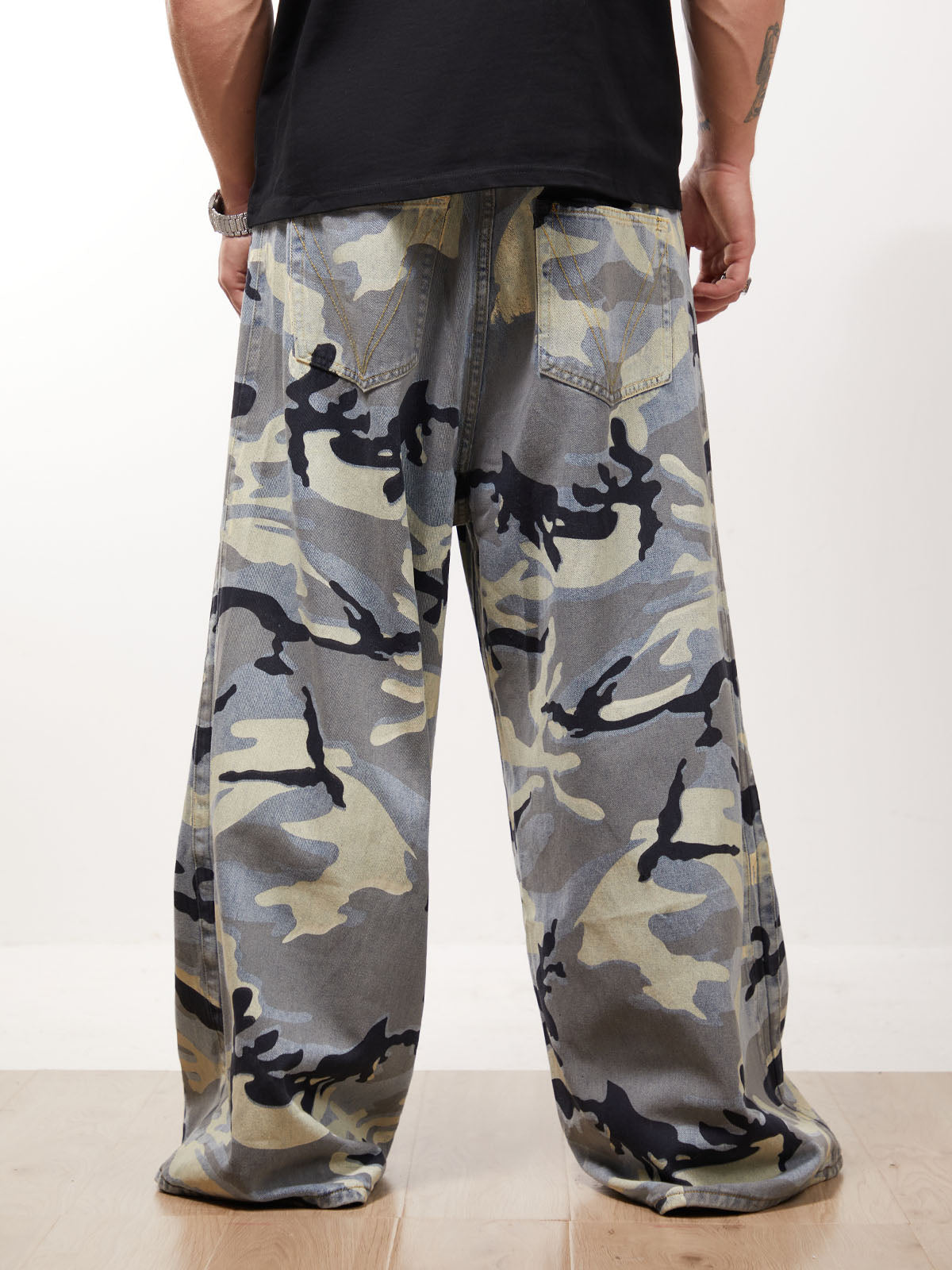 Street Retro Camouflage Baggy Jeans - 2395