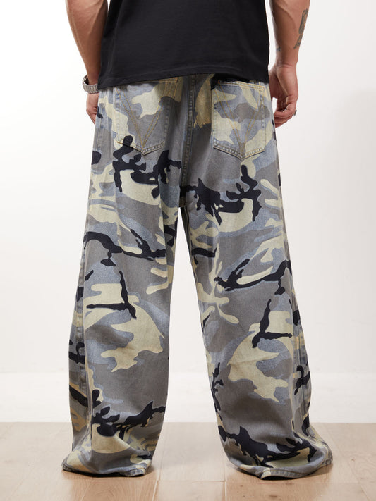 Street Retro Camouflage Baggy Jeans - 2395