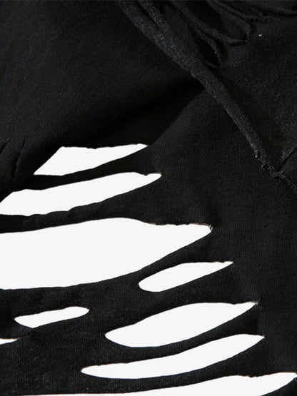 Distressed Ripped Graphic Cross Print Vest