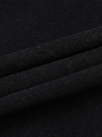 Thesupermade Patchwork Camouflage Ripped Shirt Jorts Denim Suit