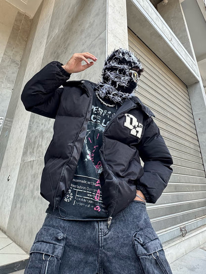 Retro Letter Print Down Jacket - 1393