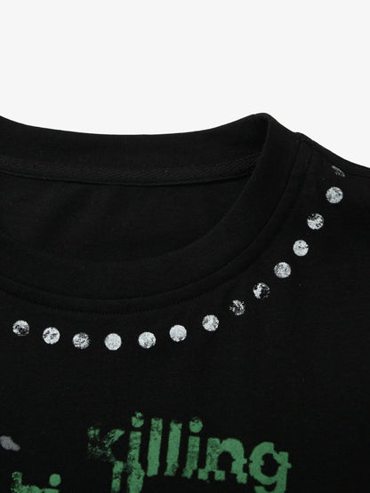 Contrast Color Patchwork Print T-Shirt