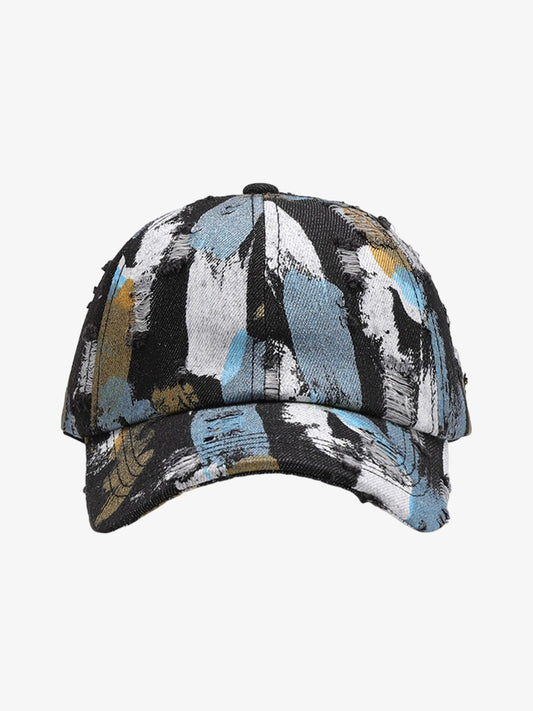 Distressed Abstract Print Baseball Cap
