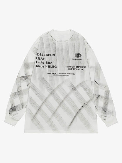 Hand Painted Graffiti Jersey Long Sleeve T-shirt