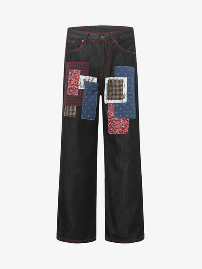 Retro Patchwork Baggy Jeans