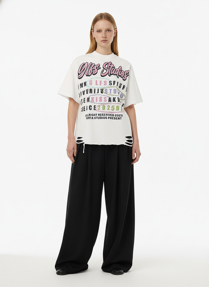 Retro Letter Graphic T-Shirt