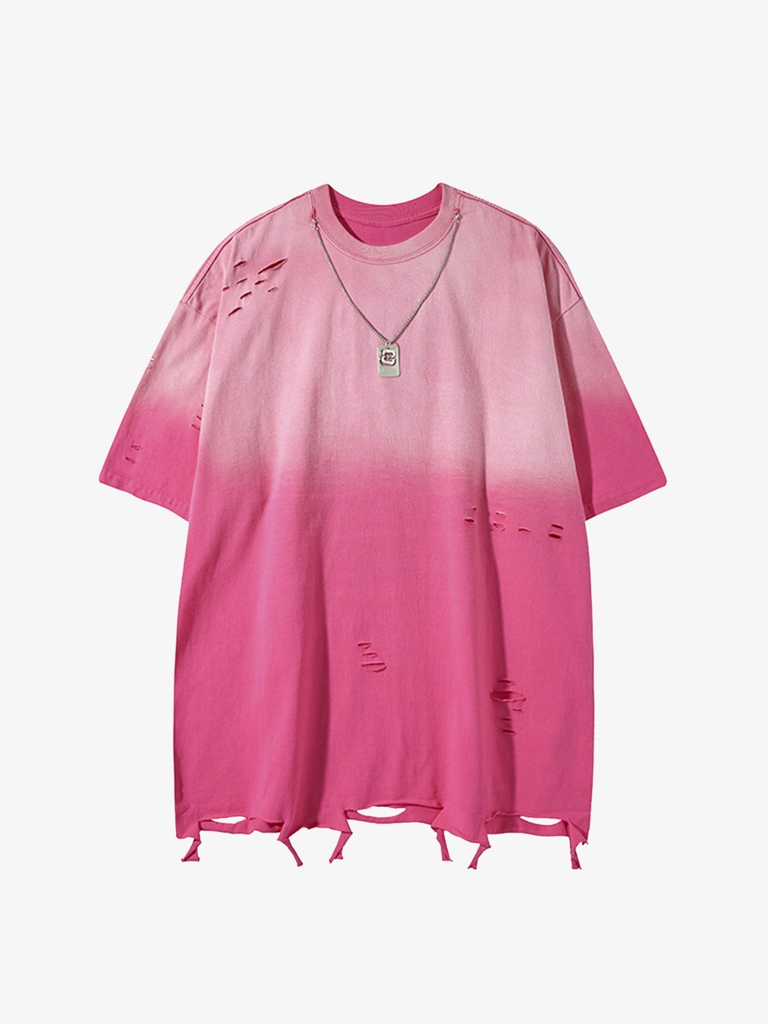 Tie -Dye Tattered Edge Necklace T-shirt