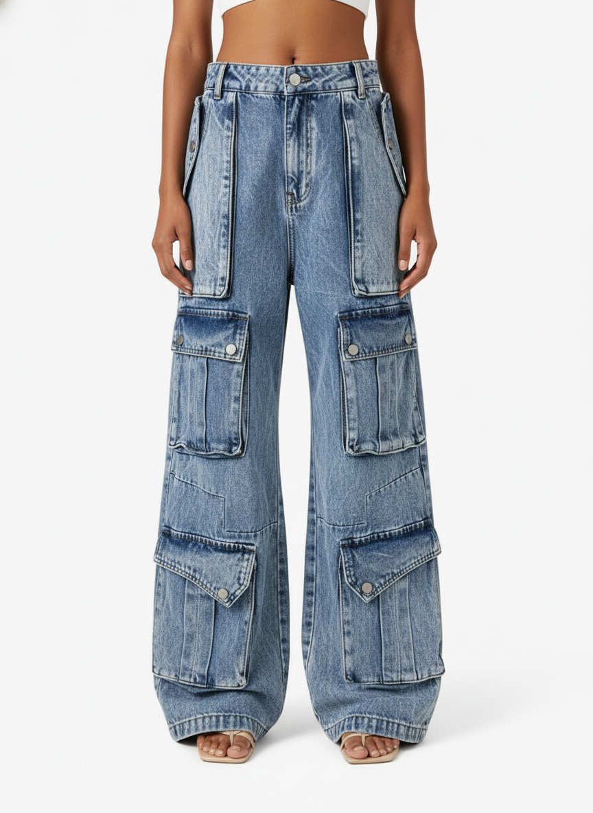 Thesupermade High Street Washed Distressed Work Jeans - 2163