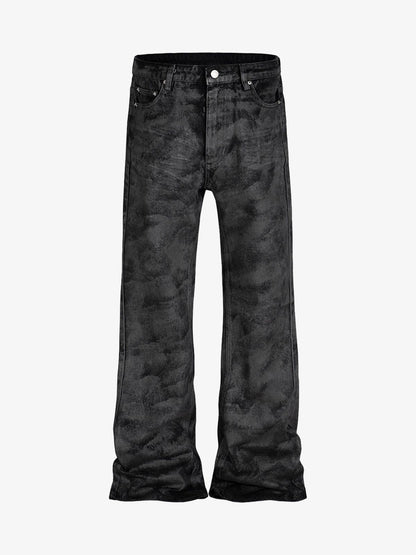 Retro Hand-Brushed Glitter Flare Jeans