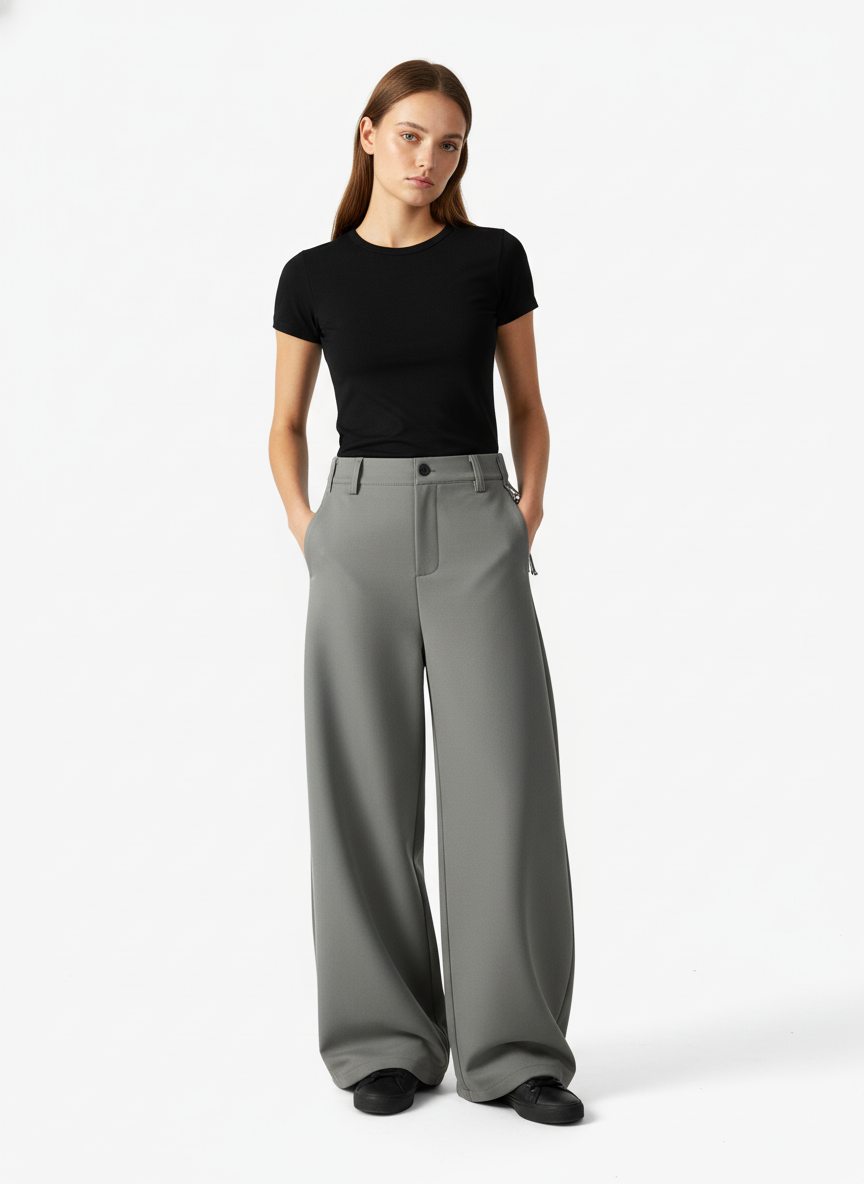 Elastic Waistband Barrel Pants - 2425