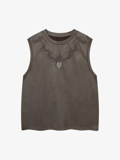 Suede Thorn Embroidered Vest