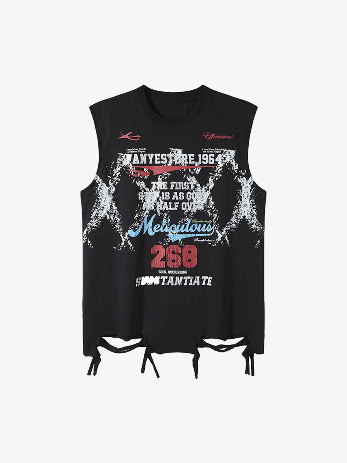 Retro Tattered Print Vest