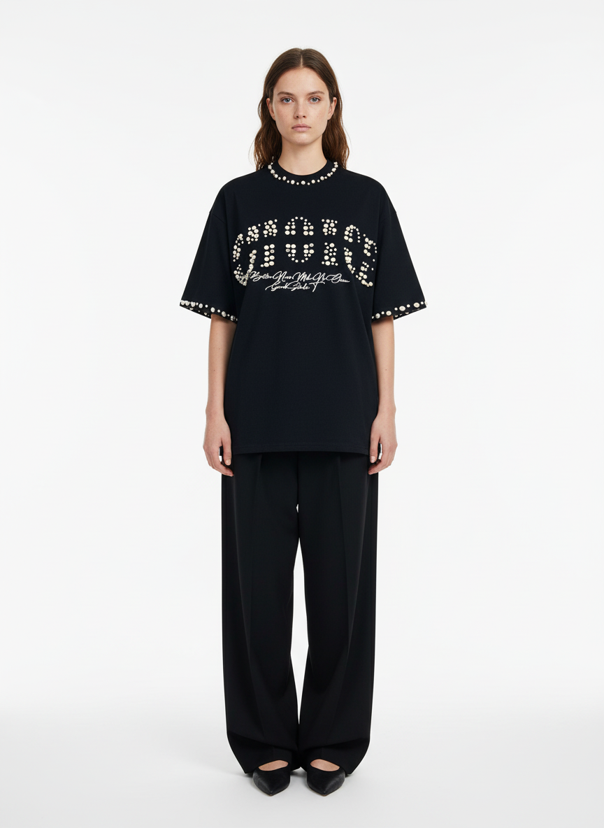 Gothic Lettering Embroidered Ribbed Vest