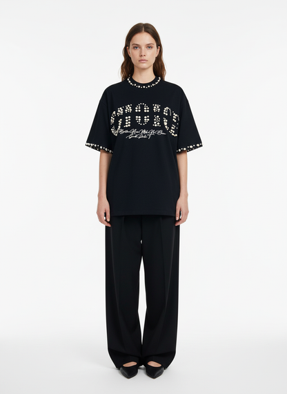 Gothic Lettering Embroidered Ribbed Vest