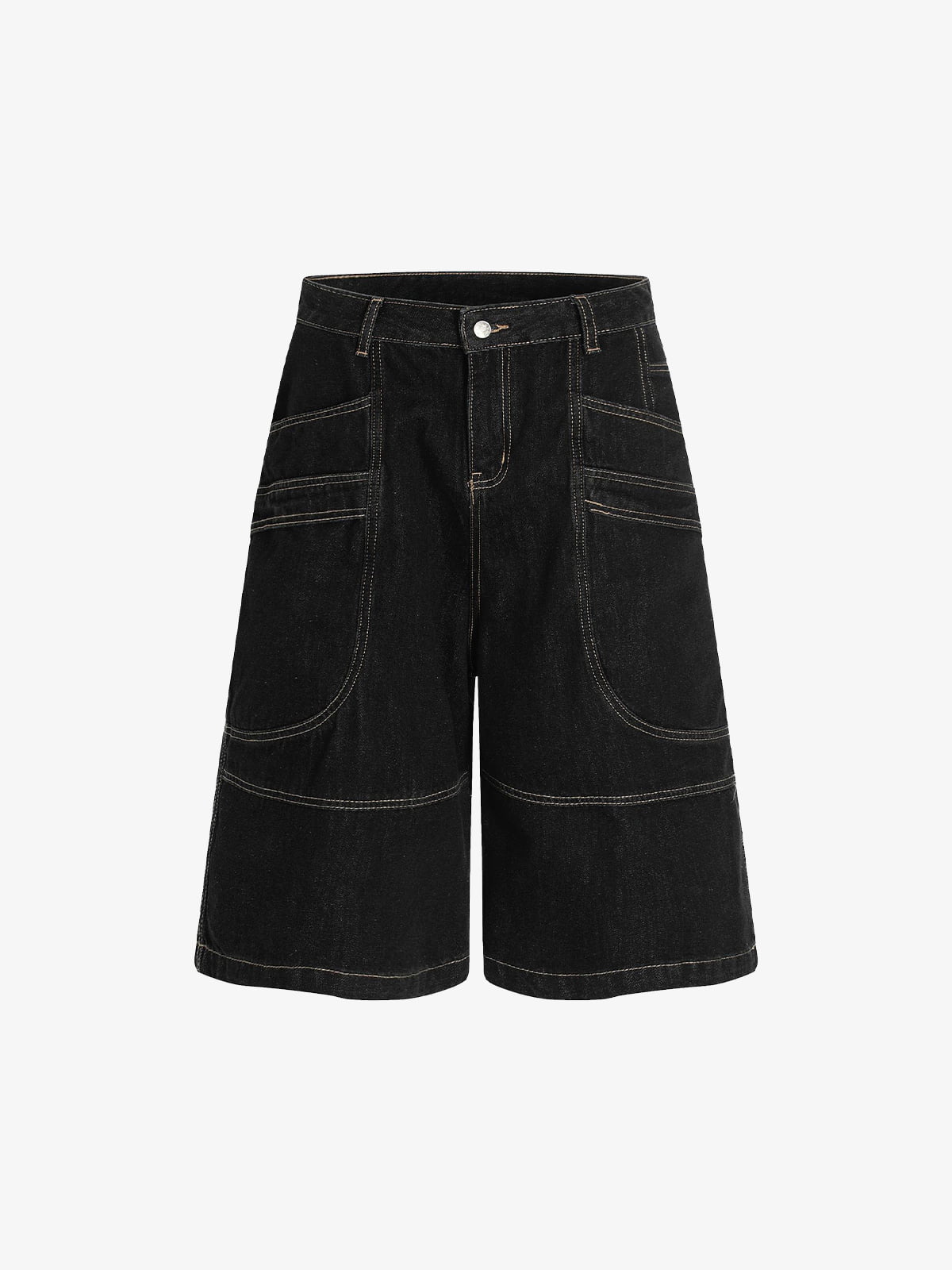Contrast Stitched Patch Pocket Denim Jorts