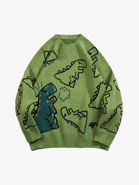 Thesupermade Cartoon Dinosaur Printed Sweater - 1004