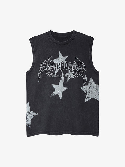 Washed Star Print Vest