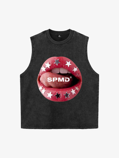 Original Hot Lips Print Vest