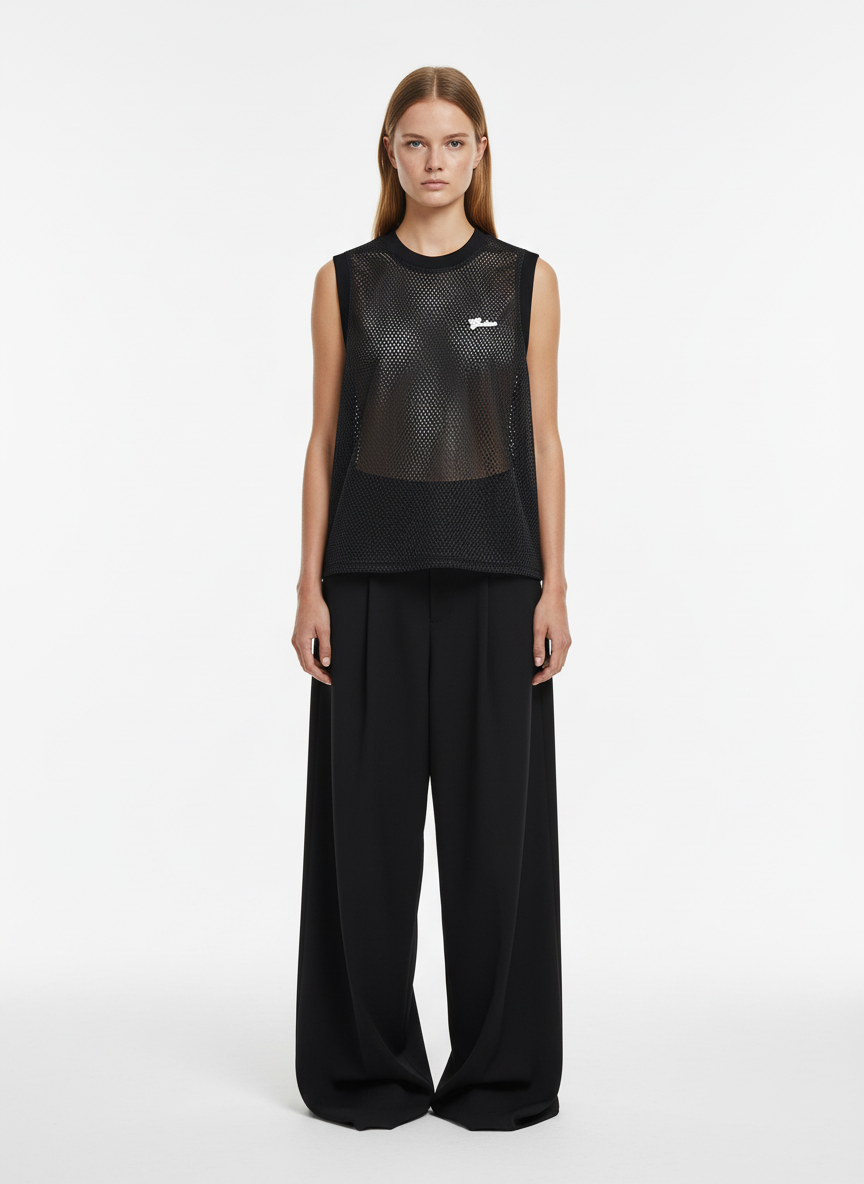 Hollow Sports Mesh Embroidered Letters Vest