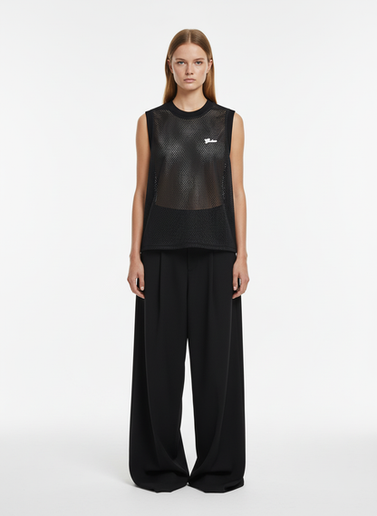 Hollow Sports Mesh Embroidered Letters Vest