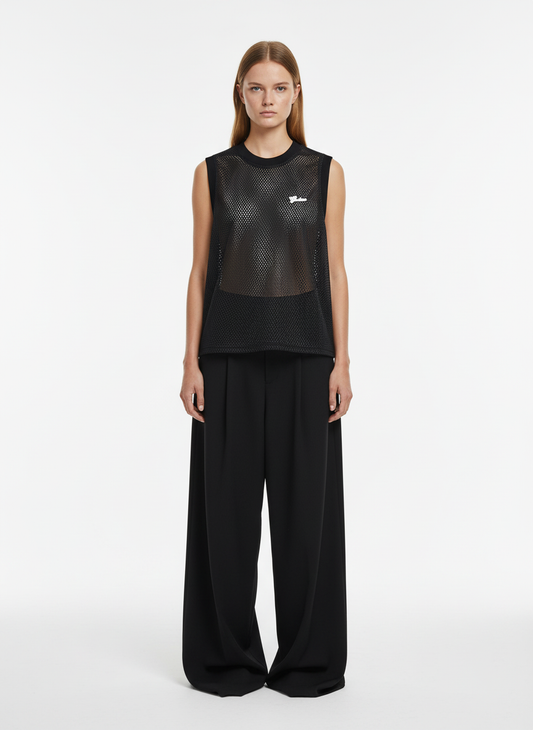 Hollow Sports Mesh Embroidered Letters Vest