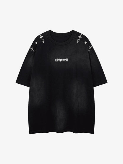 Thesupermade Washed Embroidered Street Rap T-Shirt - 2102