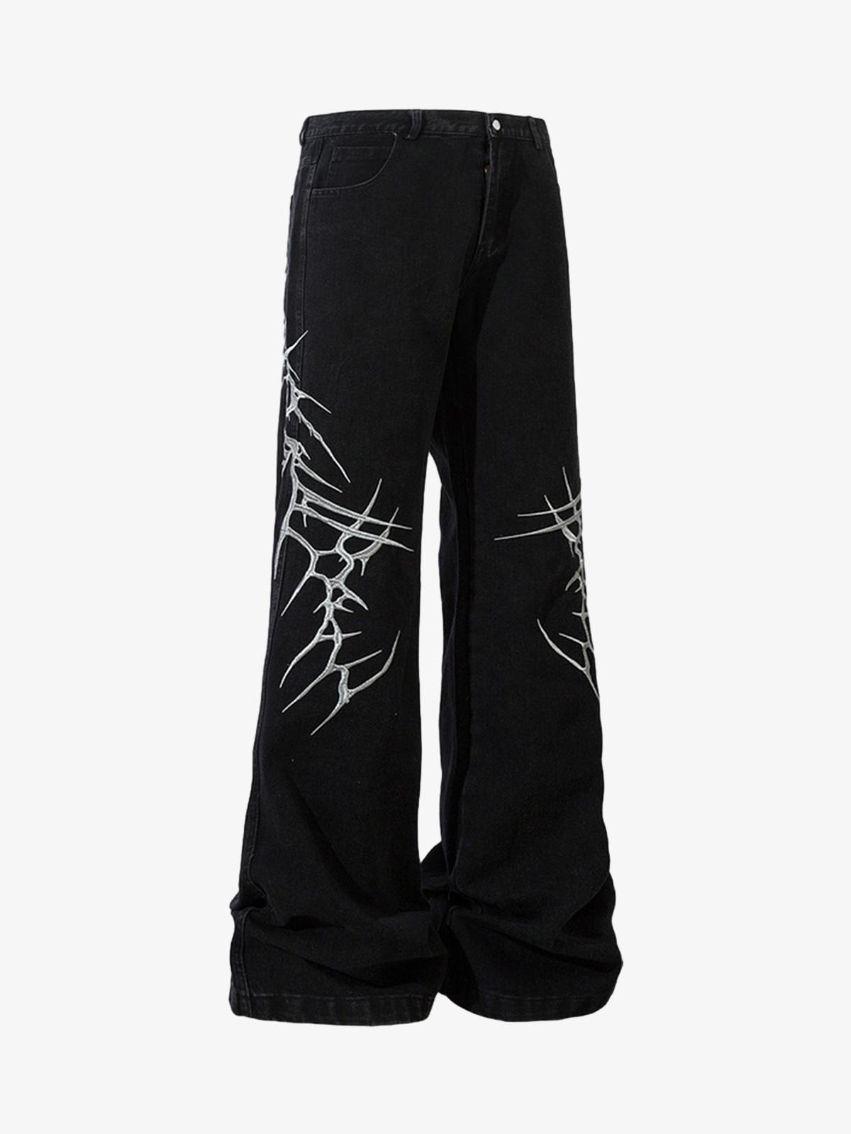 Graphic Embroidered Straight Jeans - 2280