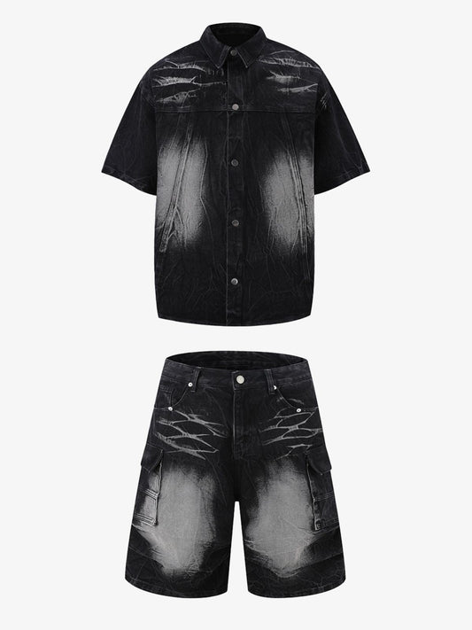 Short Sleeve Shirt & Shorts Denim Set