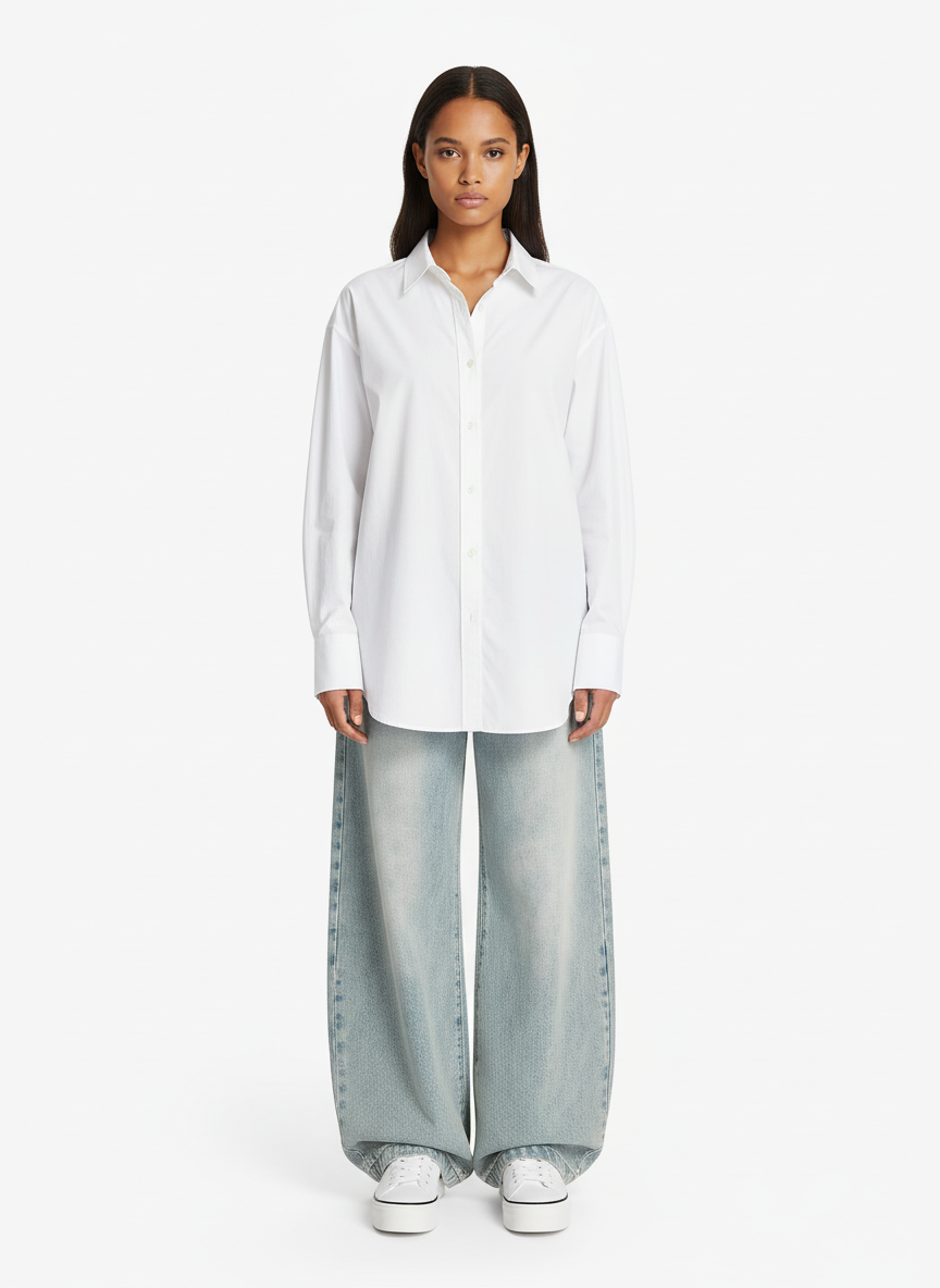 Denim Washed Distressed Barrel Jeans - 2511