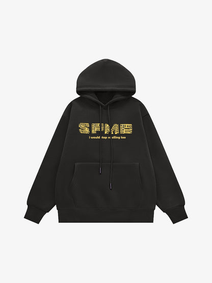 Thesupermade Letter Graphics Fleece Hoodie