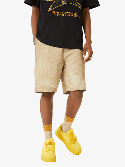 Thesupermade Retro Washed Distressed Hip-Hop Shorts