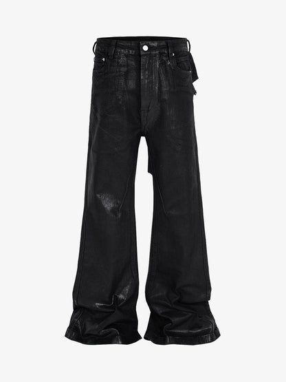 Thesupermade Black Wax Coated Flare Jeans - 2212